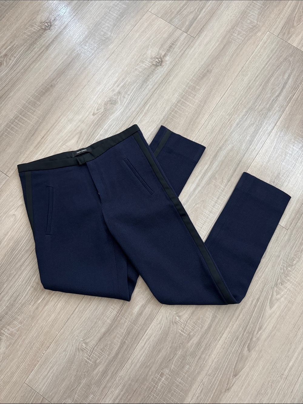 ISABEL MARANT Navy Tuxedo Stripe Pants, Size 36 like US 2